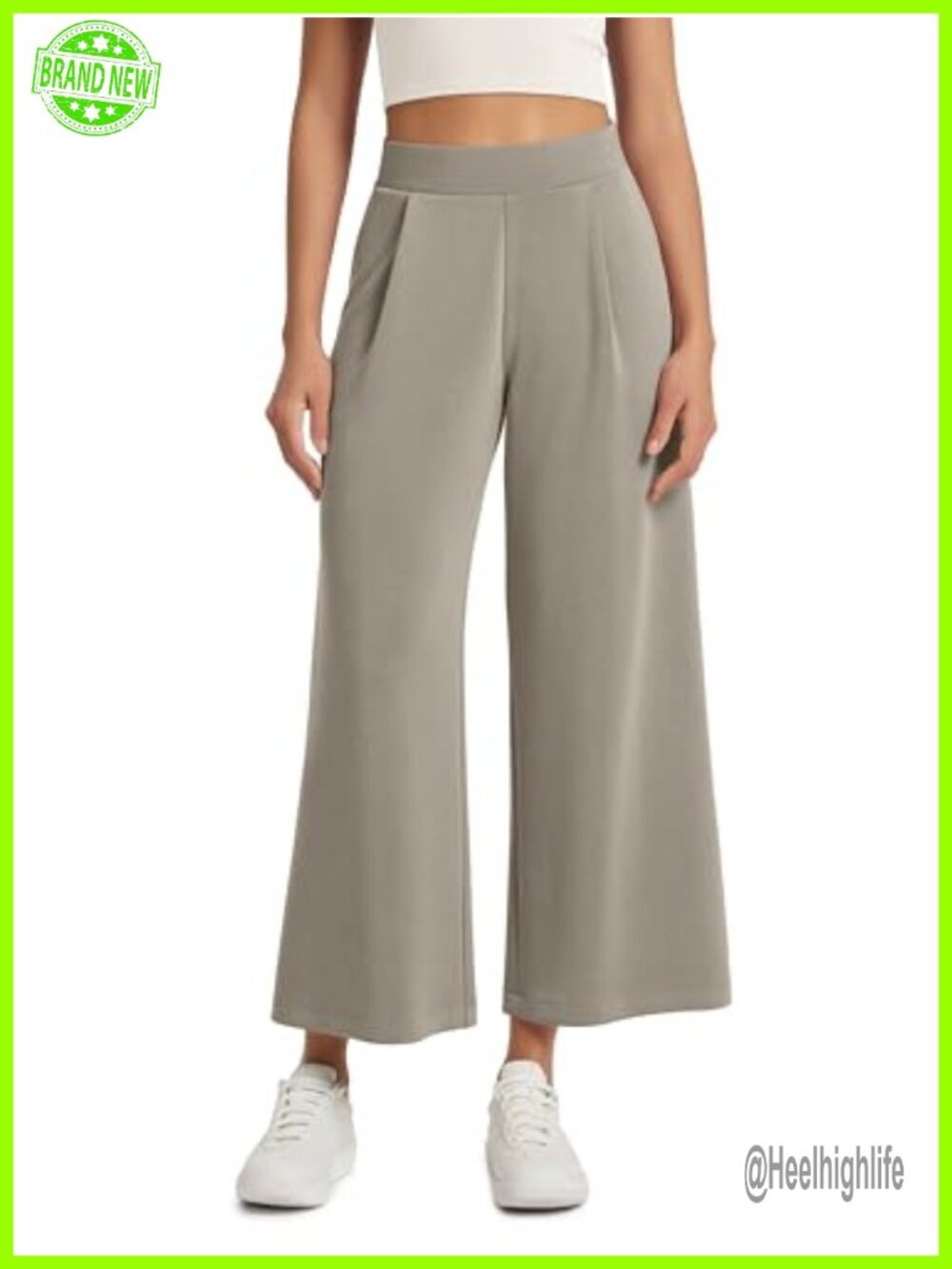 Modal Soft Wide Leg Cropped Pants High Waist Pull On with Pockets